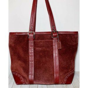 Coach Hampton Burgundy Suede & Leather Tote